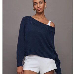 Carbon38 - Slouchy Knit Sweater in Navy | Size Small